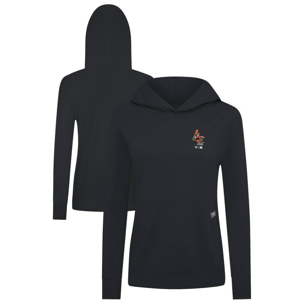 Baltimore Orioles Levelwear Women's Cooperstown Collection Relay Core Logo Pullover Hoodie - Black Hoodies