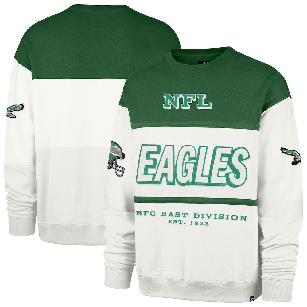 Philadelphia Eagles '47 Throwback Breeze Maximalist Sweatshirt - Kelly Green/Cream Sweatshirts