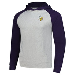 Minnesota Vikings Antigua Urgent Pullover Hoodie - Heather Gray/Purple Hoodies