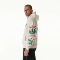 Miami Dolphins The Wild Collective Unisex Stacked Graphic Sleeve Fleece Hoodie - Cream Hoodies