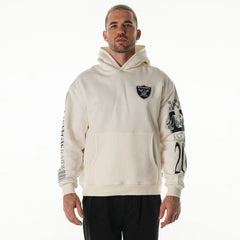 Las Vegas Raiders The Wild Collective Unisex Stacked Graphic Sleeve Fleece Hoodie - Cream Hoodies