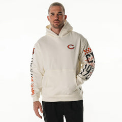 Chicago Bears The Wild Collective Unisex Stacked Graphic Sleeve Fleece Hoodie - Cream Hoodies
