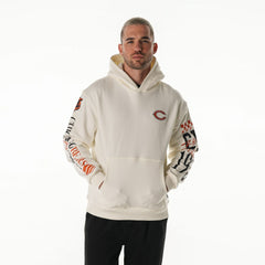 Chicago Bears The Wild Collective Unisex Stacked Graphic Sleeve Fleece Hoodie - Cream Hoodies