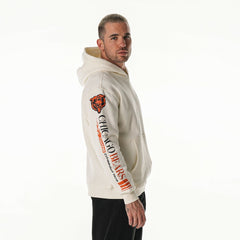 Chicago Bears The Wild Collective Unisex Stacked Graphic Sleeve Fleece Hoodie - Cream Hoodies