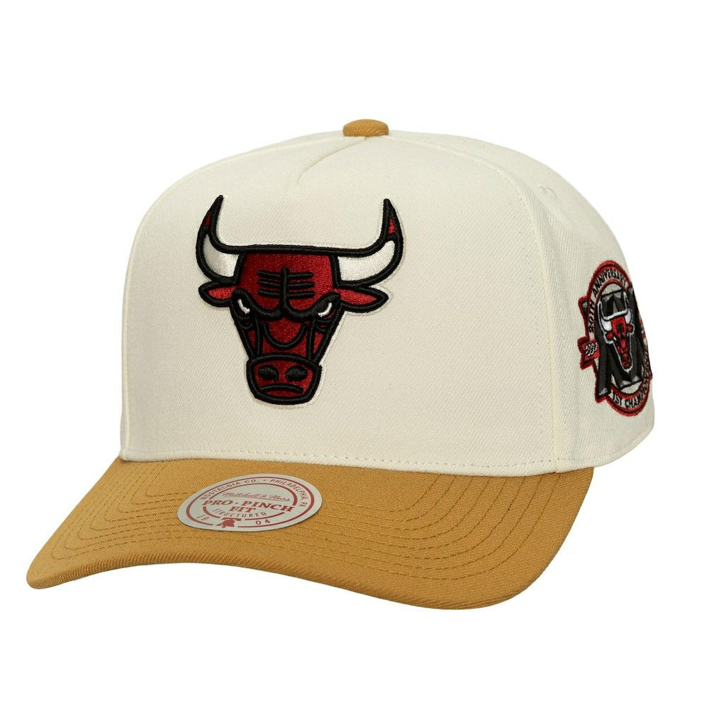 Chicago Bulls Ochre Dusted Double Two-Toned Pro Crown Adjustable Hat Cream - Mitchell & Ness