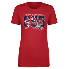Alexander Ovechkin Washington Capitals 500 Level Women's NHL All-Time Leading Goal Scorer Overlay T-Shirt - Red | US 203089745
