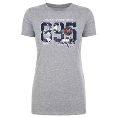 Alexander Ovechkin Washington Capitals 500 Level Women's NHL All-Time Leading Goal Scorer Overlay T-Shirt - Heather Gray | US 203089746