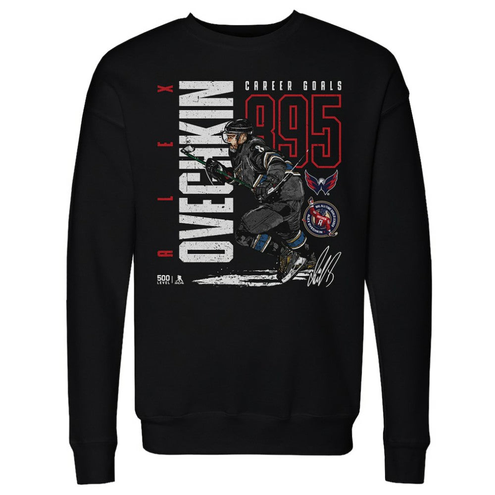 Alexander Ovechkin Washington Capitals 500 Level NHL All-Time Leading Goal Scorer Throwback Pullover Sweatshirt - Black | US 203089757