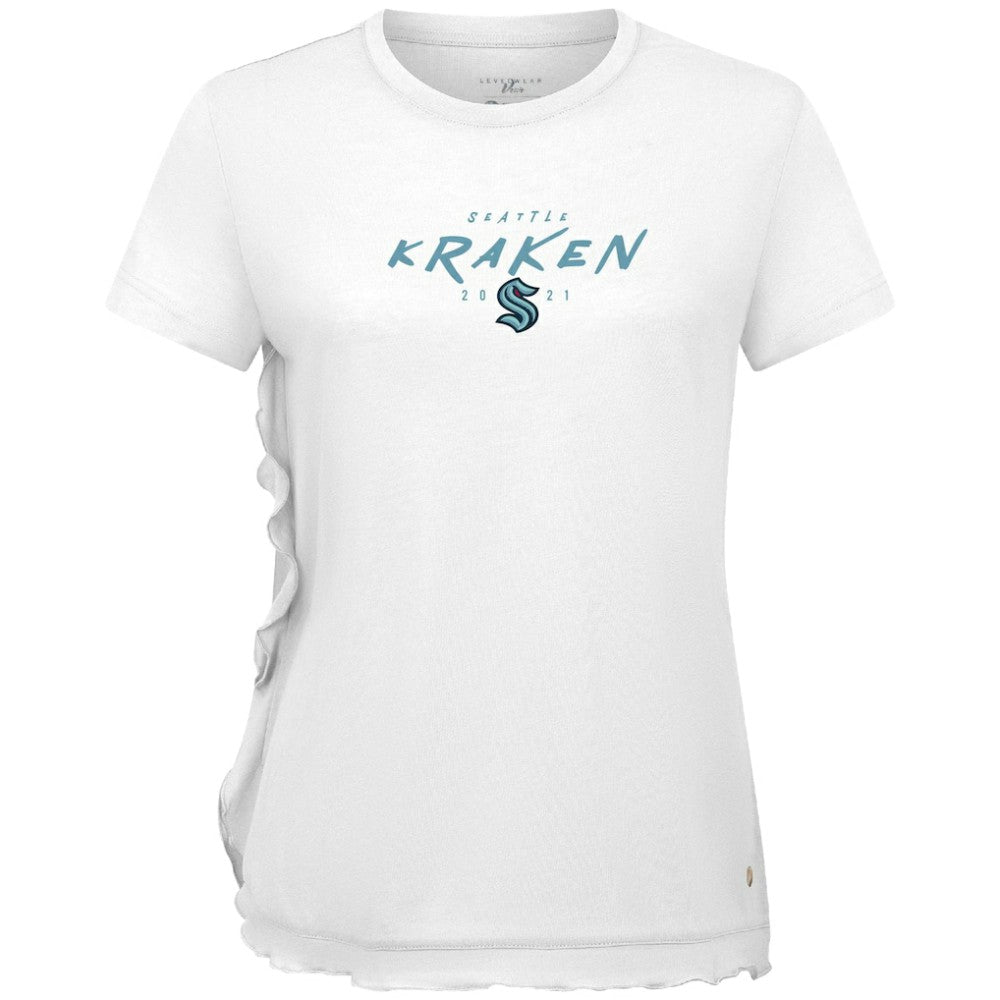 Seattle Kraken Levelwear Women's Airflow Scratched T-Shirt - White | US 203091795