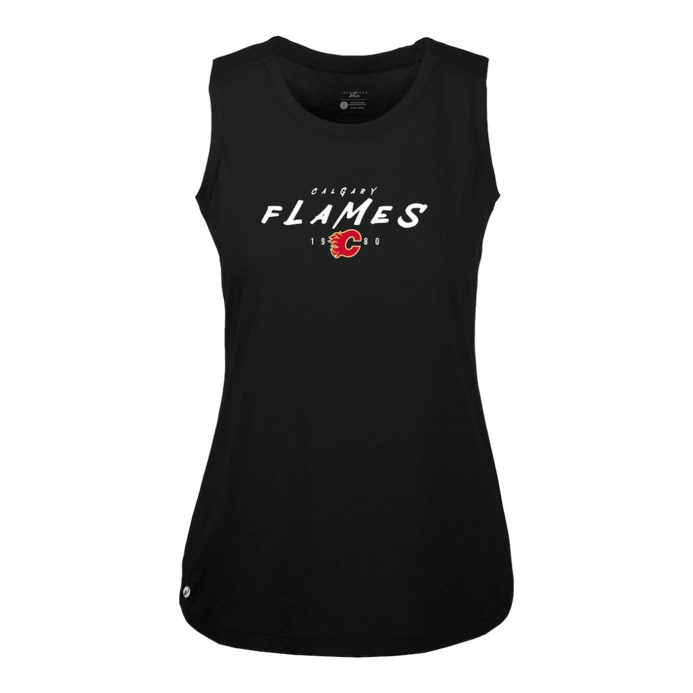 Calgary Flames Levelwear Women's Macy Scratched Tank Top - Black | US 203091928