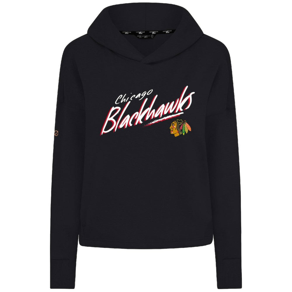 Chicago Blackhawks Levelwear Women's Sweet Sizzle Tri-Blend Cropped Pullover Hoodie - Black | US 203092219