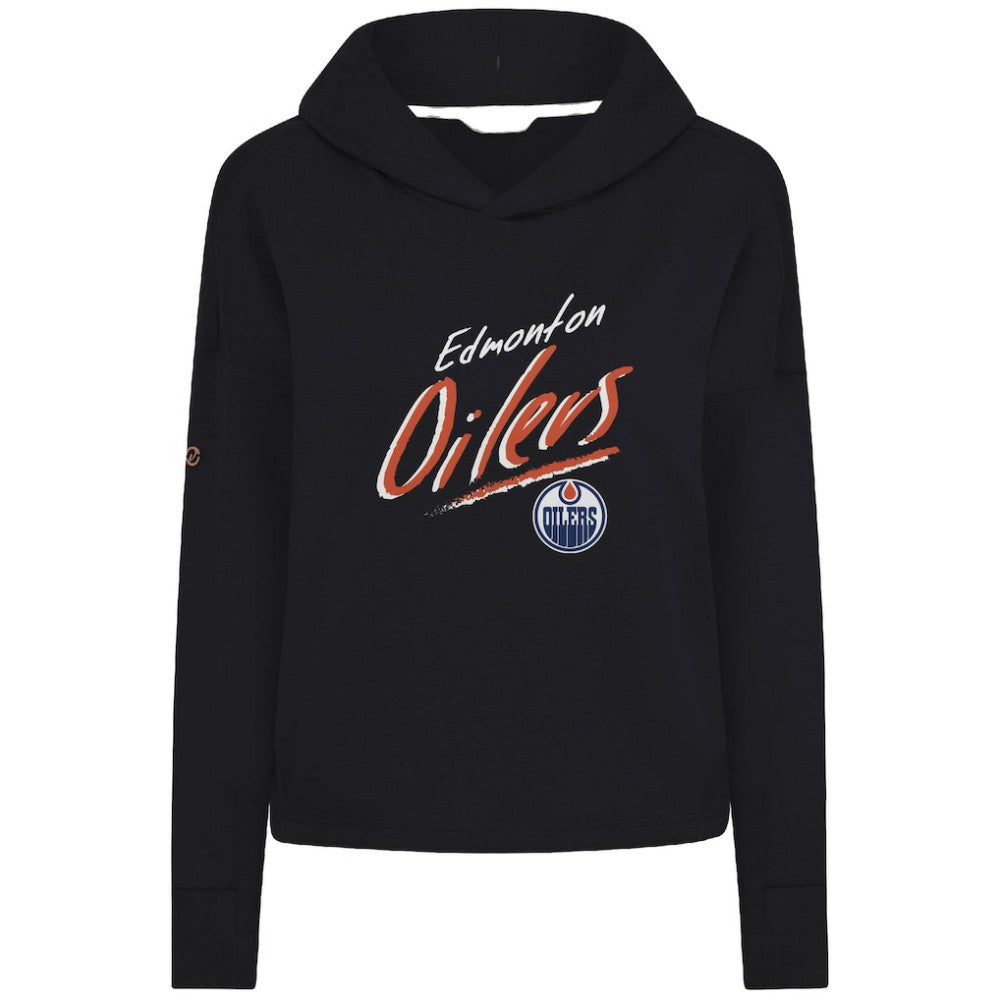 Edmonton Oilers Levelwear Women's Sweet Sizzle Tri-Blend Cropped Pullover Hoodie - Black | US 203092244