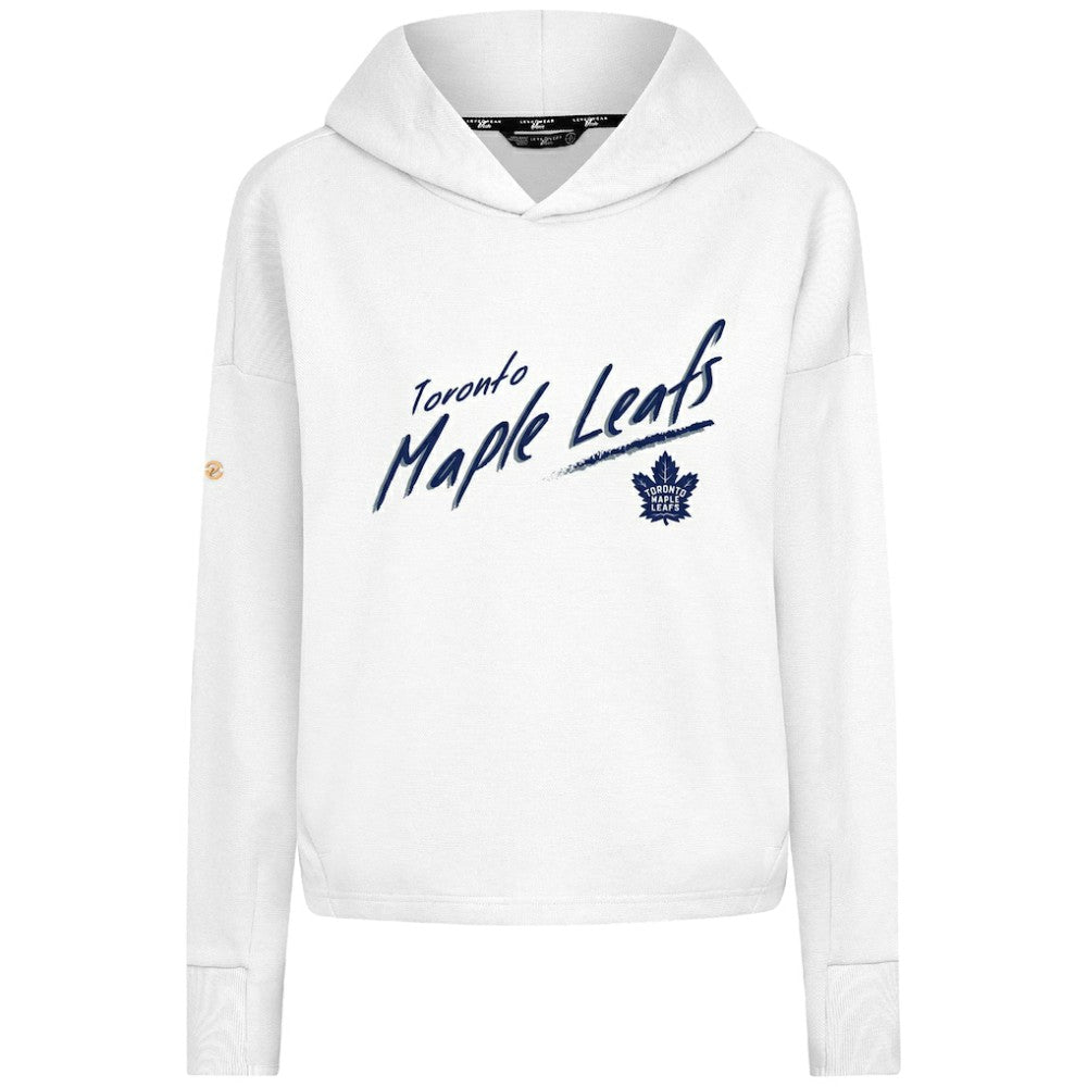 Toronto Maple Leafs Levelwear Women's Sweet Sizzle Tri-Blend Cropped Pullover Hoodie - White | US 203092246