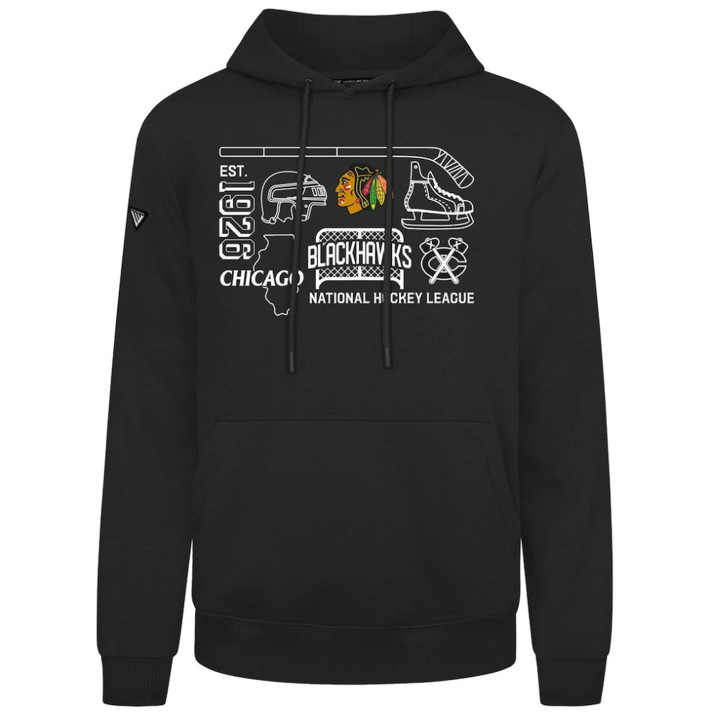 Chicago Blackhawks Levelwear Podium Campaign Pullover Hoodie - Black | US 203092403