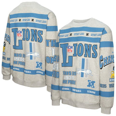 Detroit Lions All Over Print Vintage Fleece Crewneck Sweatshirt - Heather Gray Sweatshirts