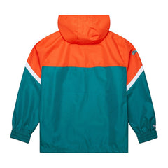 Miami Dolphins Tie Breaker Vintage Logo Lightweight Anorak Half-Zip Windbreaker - Orange/Aqua Windbreaker