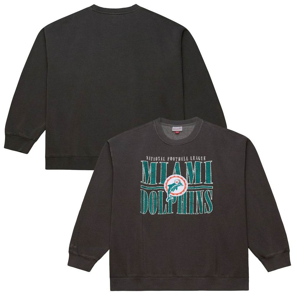 Miami Dolphins Downtown Crew Vintage Logo Sweatshirt - Black Sweatshirts