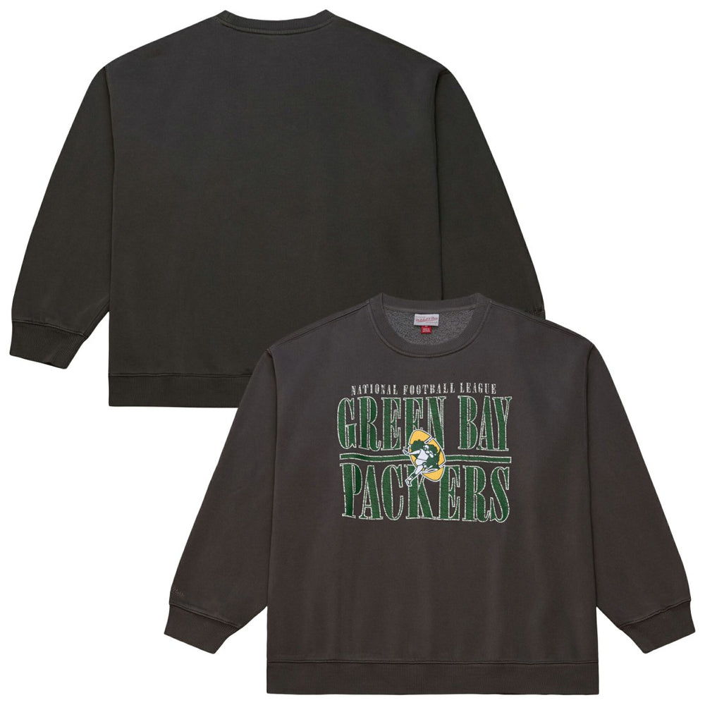 Green Bay Packers Downtown Crew Vintage Logo Sweatshirt - Black Sweatshirts