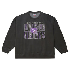 Minnesota Vikings Downtown Crew Vintage Logo Sweatshirt - Black Sweatshirts
