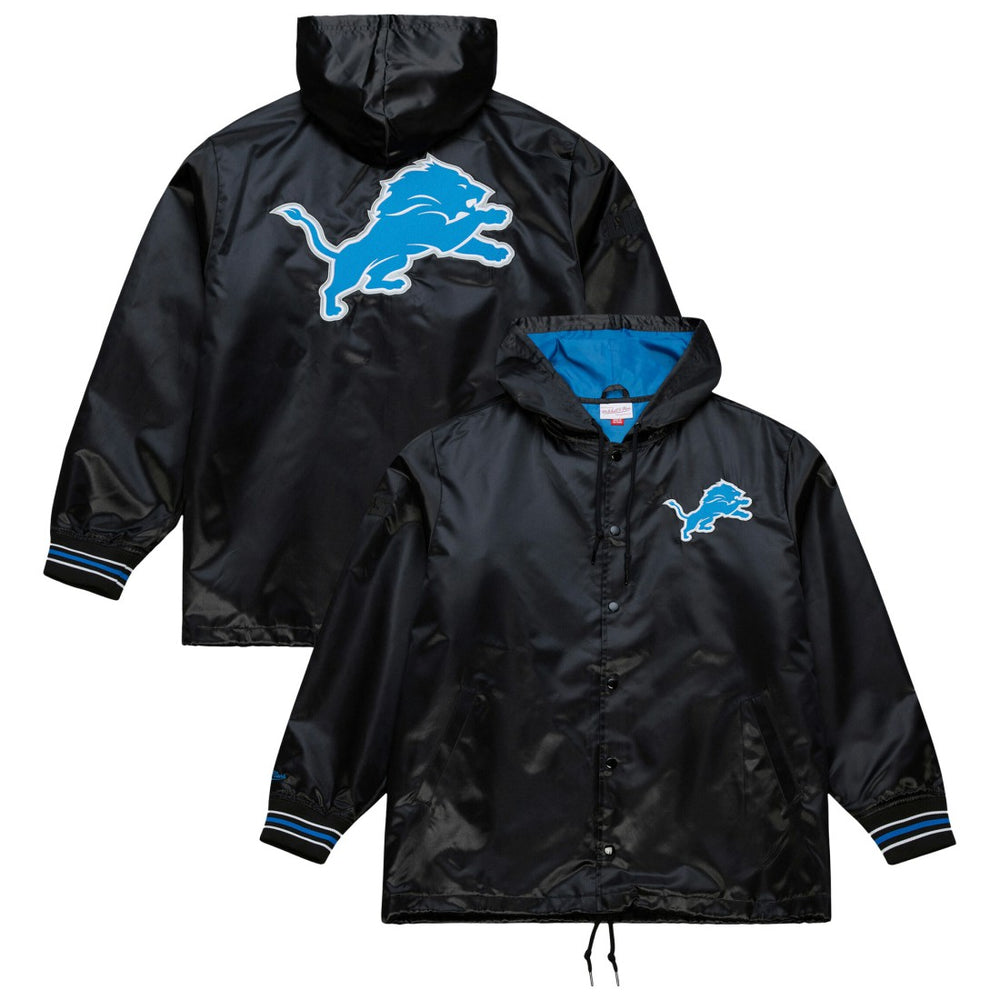 Detroit Lions Downtown Satin Full-Snap Hooded Jacket - Black Jackets