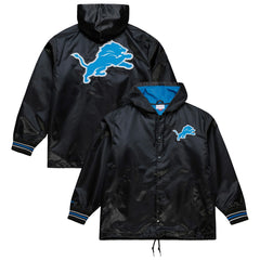 Detroit Lions Downtown Satin Full-Snap Hooded Jacket - Black Jackets