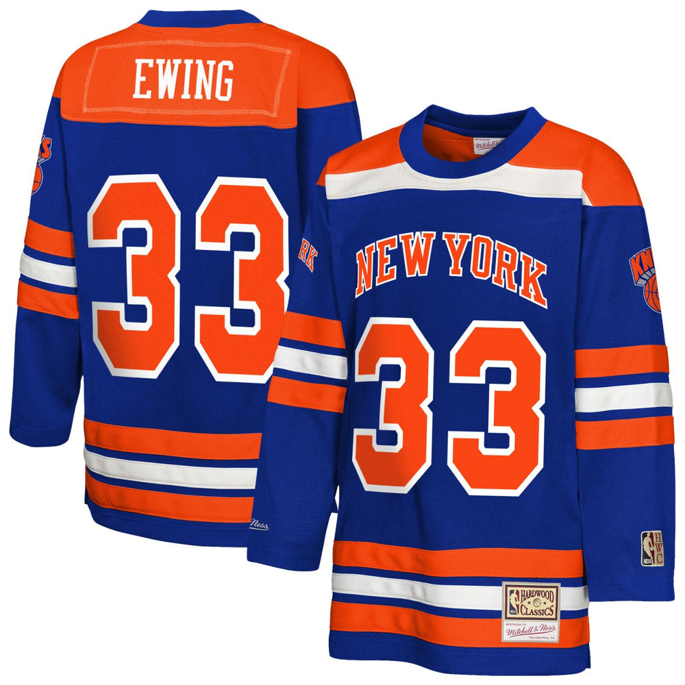 Patrick Ewing New York Knicks Youth Maxxed Out 2.0 Fashion Hockey Jersey Blue - Mitchell & Ness