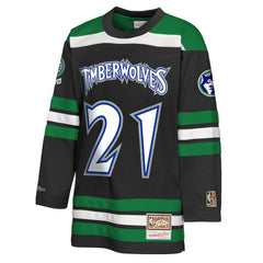 Kevin Garnett Minnesota Timberwolves Youth Maxxed Out 2.0 Fashion Hockey Jersey Black - Mitchell & Ness