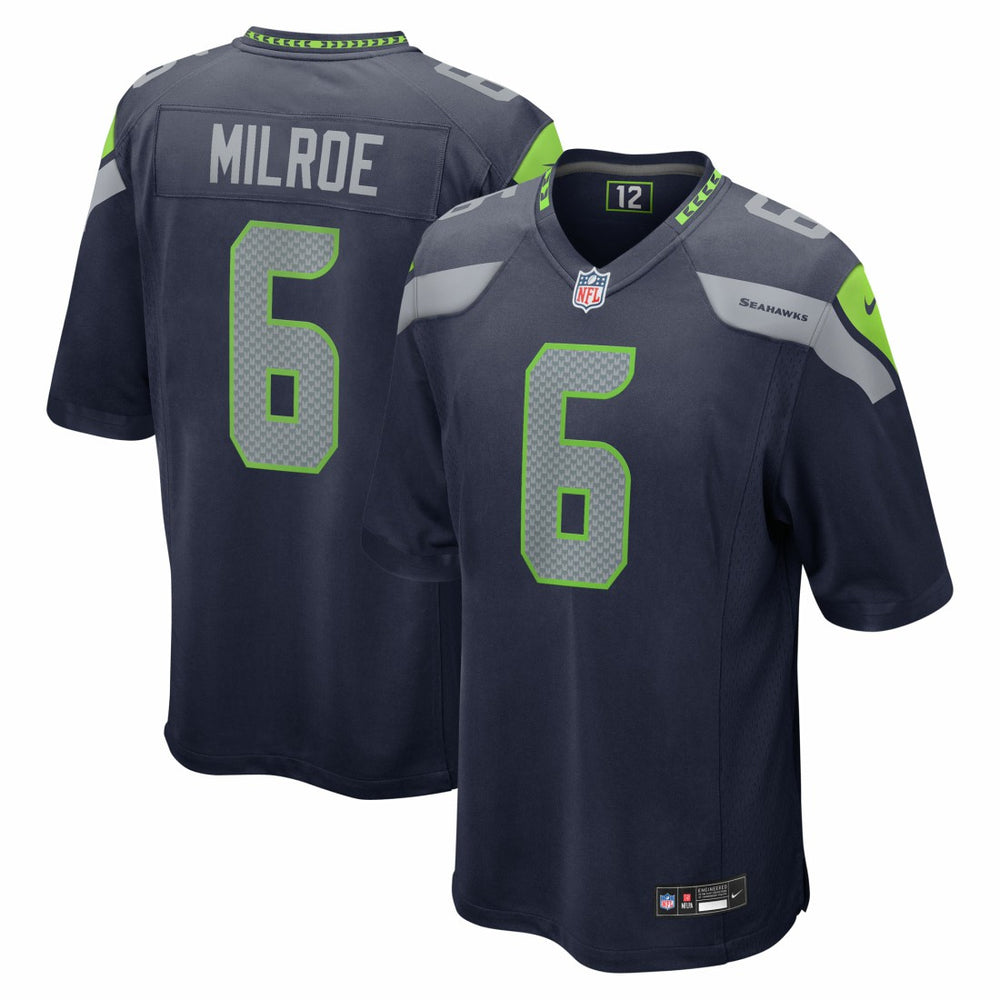 Jalen Milroe Seattle Seahawks 2025 NFL Draft Game Jersey - College Navy Jerseys