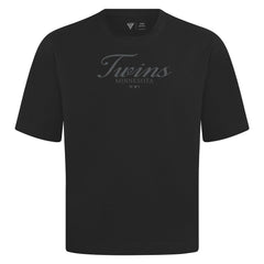 Minnesota Twins Levelwear Ethereal Oversized Luxe Signature Knit T-Shirt - Black T-shirts