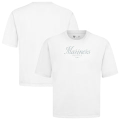 Seattle Mariners Levelwear Ethereal Oversized Luxe Signature Knit T-Shirt - White T-shirts