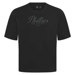 Philadelphia Phillies Levelwear Ethereal Oversized Luxe Signature Knit T-Shirt - Black T-shirts