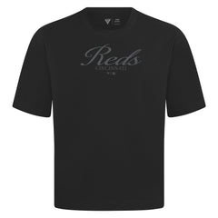 Cincinnati Reds Levelwear Ethereal Oversized Luxe Signature Knit T-Shirt - Black T-shirts
