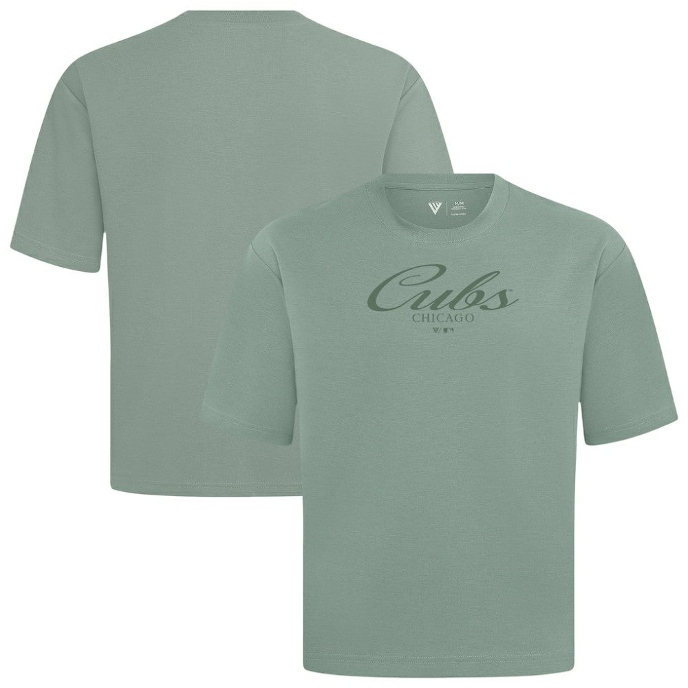 Chicago Cubs Levelwear Ethereal Oversized Luxe Signature Knit T-Shirt - Green T-shirts
