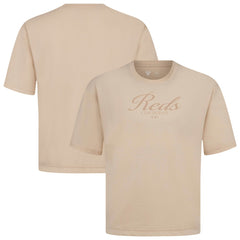 Cincinnati Reds Levelwear Ethereal Oversized Luxe Signature Knit T-Shirt - Khaki T-shirts
