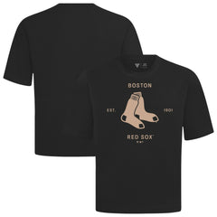 Boston Red Sox Levelwear Crossway Oversized Luxe Signature Knit T-Shirt - Black T-shirts