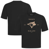 Toronto Blue Jays Levelwear Crossway Oversized Luxe Signature Knit T-Shirt - Black T-shirts