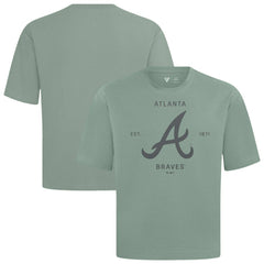 Atlanta Braves Levelwear Crossway Oversized Luxe Signature Knit T-Shirt - Green T-shirts