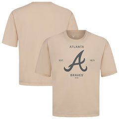 Atlanta Braves Levelwear Crossway Oversized Luxe Signature Knit T-Shirt - Khaki T-shirts