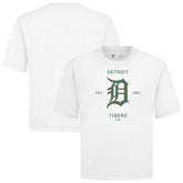 Detroit Tigers Levelwear Crossway Oversized Luxe Signature Knit T-Shirt - White T-shirts
