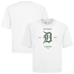 Detroit Tigers Levelwear Crossway Oversized Luxe Signature Knit T-Shirt - White T-shirts