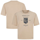 Kansas City Royals Levelwear Crossway Oversized Luxe Signature Knit T-Shirt - Khaki T-shirts