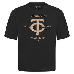Minnesota Twins Levelwear Crossway Oversized Luxe Signature Knit T-Shirt - Black T-shirts