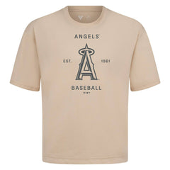 Los Angeles Angels Levelwear Crossway Oversized Luxe Signature Knit T-Shirt - Khaki T-shirts