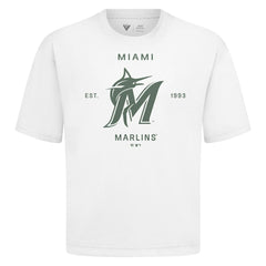 Miami Marlins Levelwear Crossway Oversized Luxe Signature Knit T-Shirt - White T-shirts