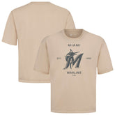Miami Marlins Levelwear Crossway Oversized Luxe Signature Knit T-Shirt - Khaki T-shirts