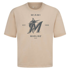 Miami Marlins Levelwear Crossway Oversized Luxe Signature Knit T-Shirt - Khaki T-shirts