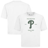 Philadelphia Phillies Levelwear Crossway Oversized Luxe Signature Knit T-Shirt - White T-shirts