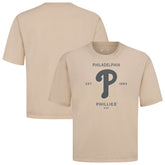 Philadelphia Phillies Levelwear Crossway Oversized Luxe Signature Knit T-Shirt - Khaki T-shirts