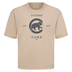 Chicago Cubs Levelwear Crossway Oversized Luxe Signature Knit T-Shirt - Khaki T-shirts