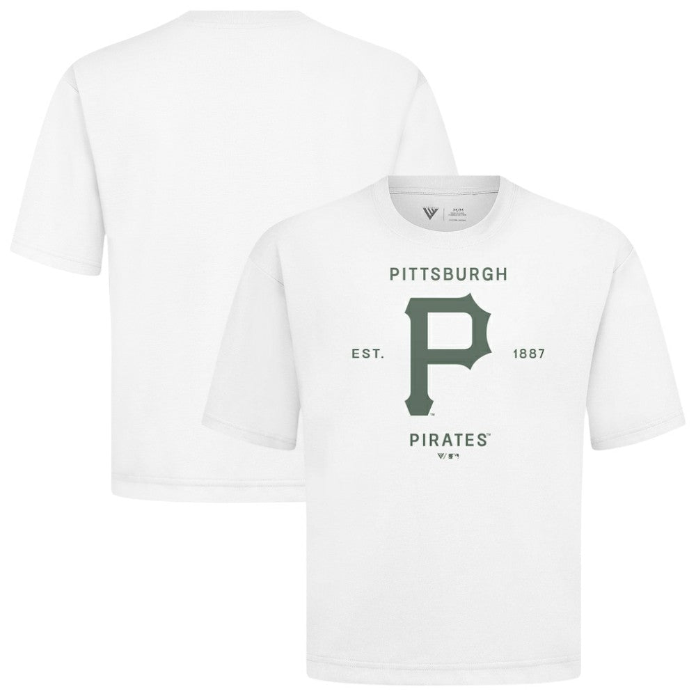 Pittsburgh Pirates Levelwear Crossway Oversized Luxe Signature Knit T-Shirt - White T-shirts